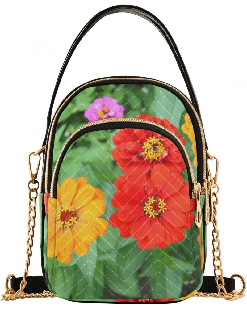 Flowers Crossbody Bags for Women Cross Body Bags Side Bag with Chain Strap for Everyday Use $15.59 Crossbody Bags