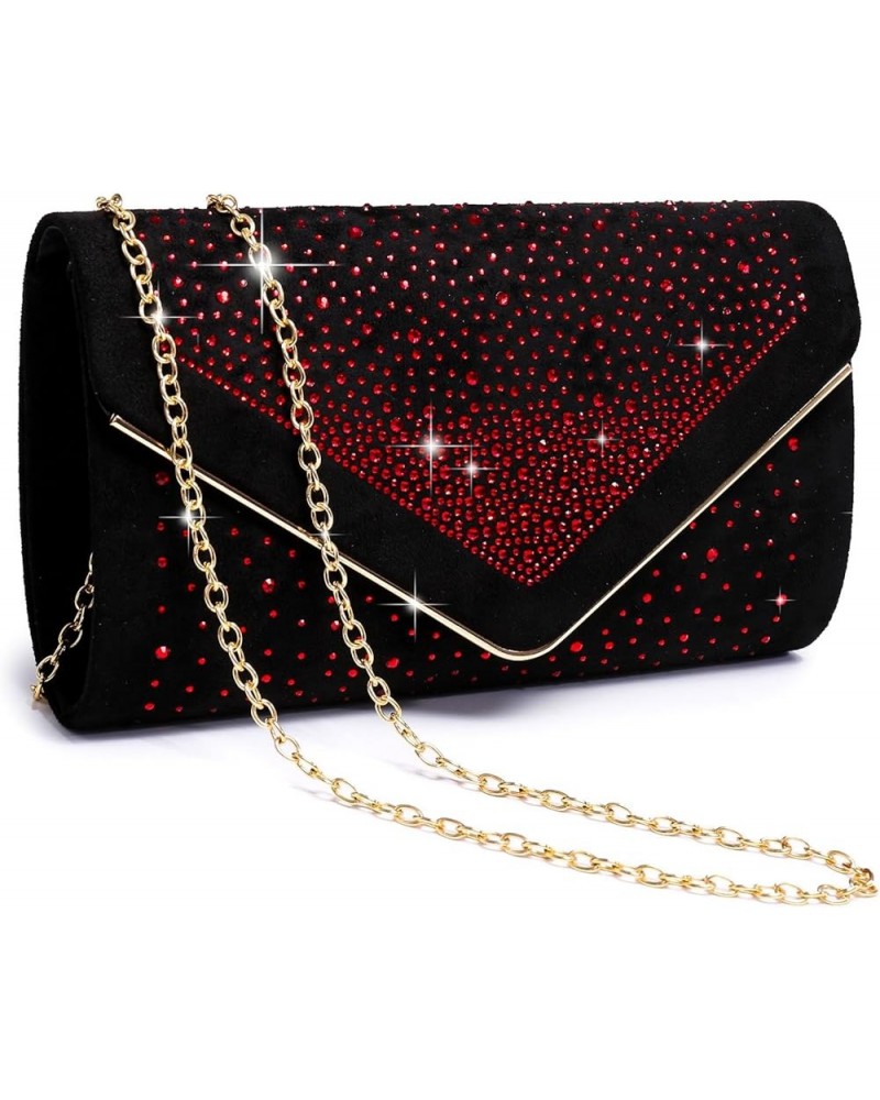 Women Rhinestone Evening Bag Faux Suede Clutch Formal Party Sparkly Purses Cocktail Wedding Handbag (Red) Red $25.65 Evening ...