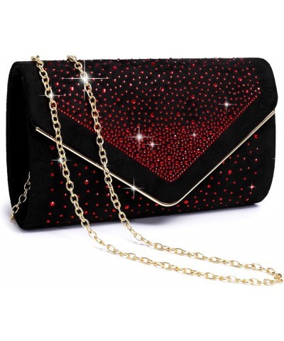 Women Rhinestone Evening Bag Faux Suede Clutch Formal Party Sparkly Purses Cocktail Wedding Handbag (Red) Red $25.65 Evening ...