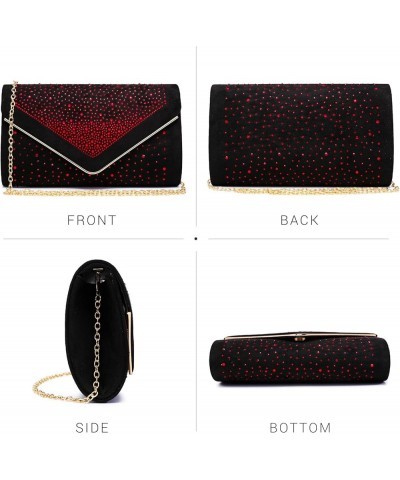 Women Rhinestone Evening Bag Faux Suede Clutch Formal Party Sparkly Purses Cocktail Wedding Handbag (Red) Red $25.65 Evening ...