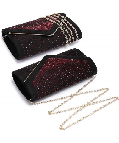 Women Rhinestone Evening Bag Faux Suede Clutch Formal Party Sparkly Purses Cocktail Wedding Handbag (Red) Red $25.65 Evening ...