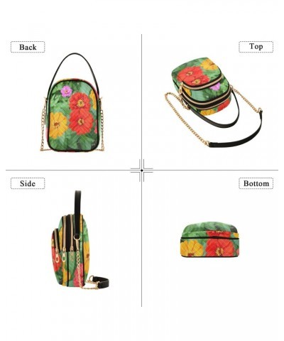 Flowers Crossbody Bags for Women Cross Body Bags Side Bag with Chain Strap for Everyday Use $15.59 Crossbody Bags