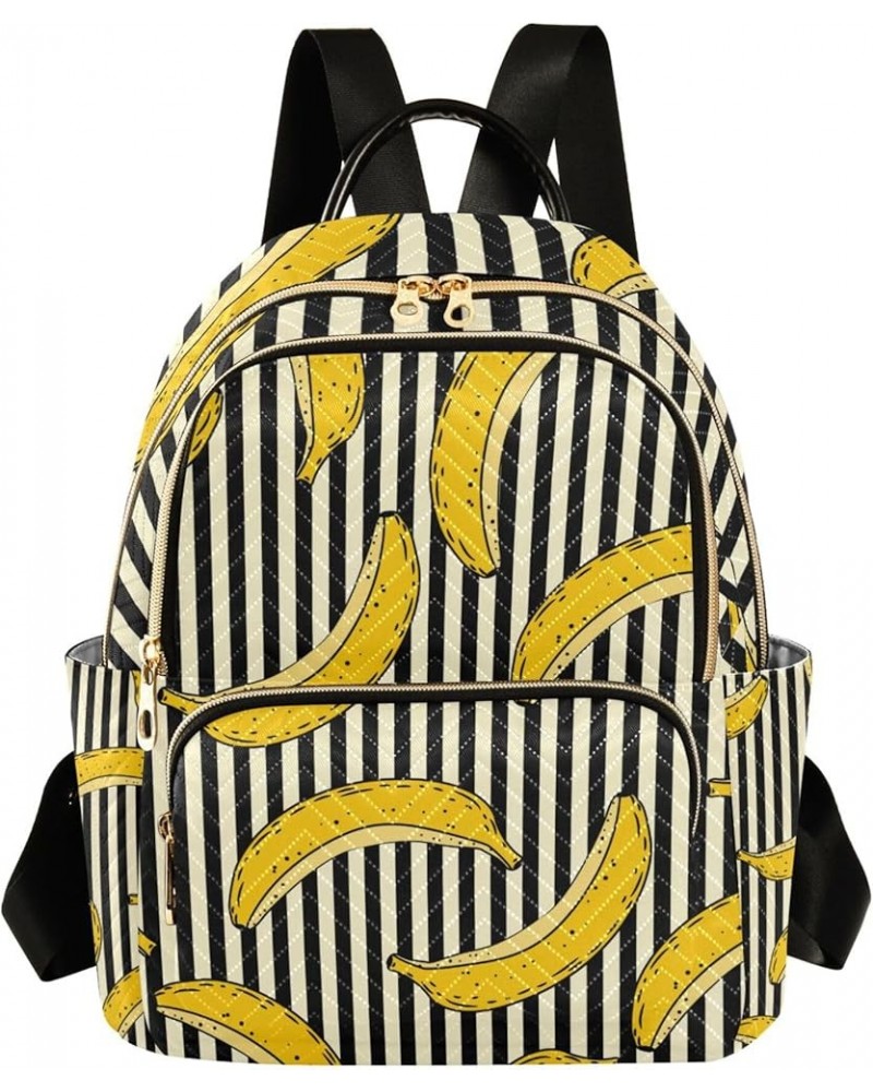 Banana Stripes Backpack for Women Shoulder Bag Lightweight Mini Backpack Casual Daypack Back Pack for Travel Work Mini(10.23'...