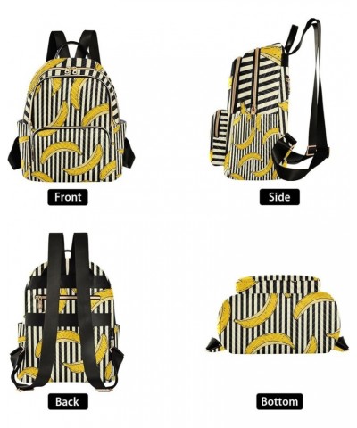 Banana Stripes Backpack for Women Shoulder Bag Lightweight Mini Backpack Casual Daypack Back Pack for Travel Work Mini(10.23'...