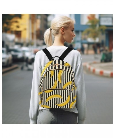 Banana Stripes Backpack for Women Shoulder Bag Lightweight Mini Backpack Casual Daypack Back Pack for Travel Work Mini(10.23'...