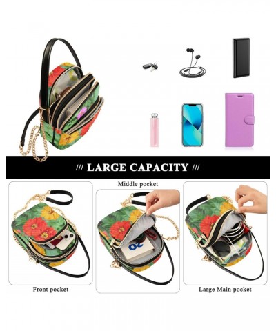 Flowers Crossbody Bags for Women Cross Body Bags Side Bag with Chain Strap for Everyday Use $15.59 Crossbody Bags