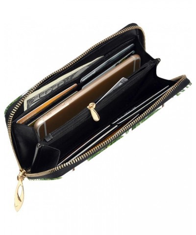 Palm Trees Tropical Leaves Leather Wallet Long Clutch Purse Fashion Wristlet Handbag For Women And Men $24.06 Wristlets