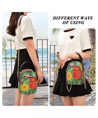 Flowers Crossbody Bags for Women Cross Body Bags Side Bag with Chain Strap for Everyday Use $15.59 Crossbody Bags