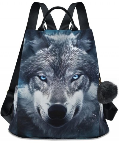 Wolf Face on Galaxy Women's Backpack Purse Anti Theft Casual Fashion Bag with Pompom Wolf Face on Galaxy $24.29 Backpacks