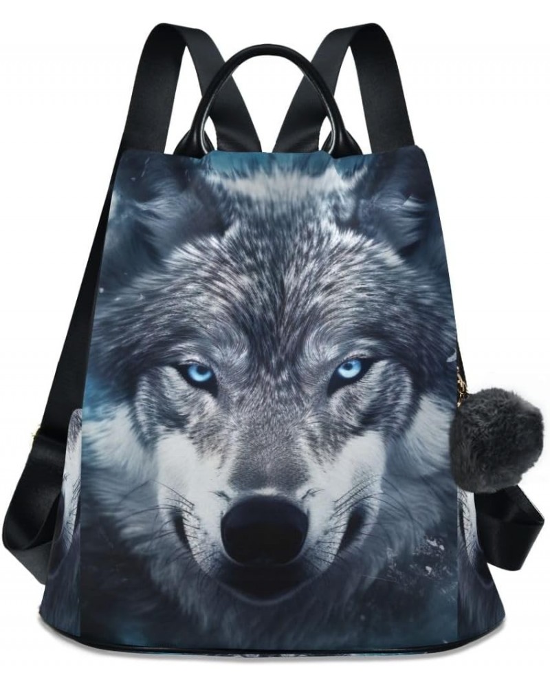 Wolf Face on Galaxy Women's Backpack Purse Anti Theft Casual Fashion Bag with Pompom Wolf Face on Galaxy $24.29 Backpacks