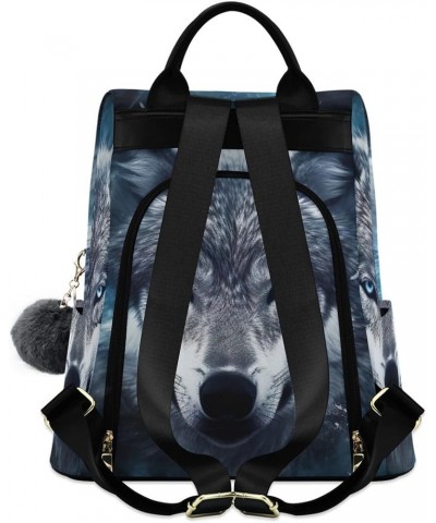 Wolf Face on Galaxy Women's Backpack Purse Anti Theft Casual Fashion Bag with Pompom Wolf Face on Galaxy $24.29 Backpacks