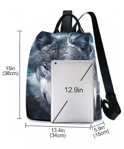 Wolf Face on Galaxy Women's Backpack Purse Anti Theft Casual Fashion Bag with Pompom Wolf Face on Galaxy $24.29 Backpacks