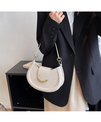 Women Fashion Crossbody Bags Leather Purse and Handbag Everyday Casual Shoulder Bag Tote Small Crescent Bag White $14.52 Cros...