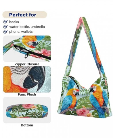 Tropical Parrot and Flower Women's Bag, Zipper Shoulder Bag for Women, Autumn Handbags Parrots on Palm Leaves and Flowers-4 $...