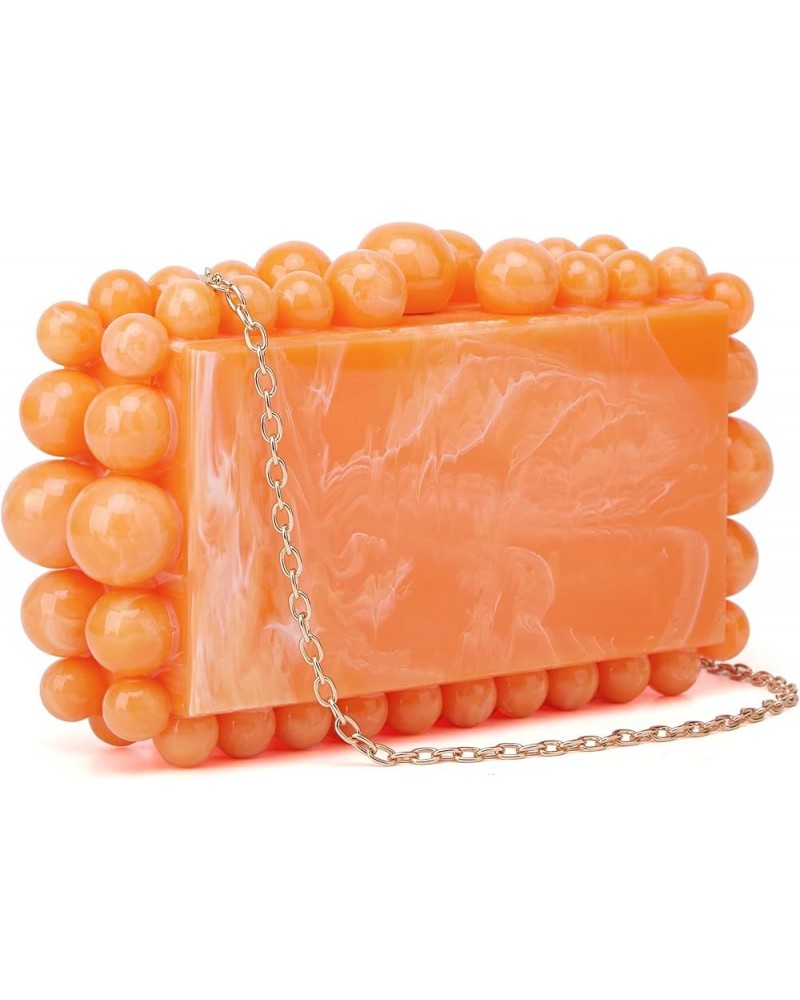 Acrylic Evening Handbag Beads Bag for Women Graceful Shoulder Bag Satchel Marble Clutch Purses for Wedding Party 2023 Orange ...