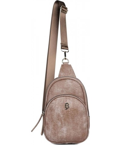 Julia Buxton Sling Bag-Vegan Leather Sand $24.29 Crossbody Bags