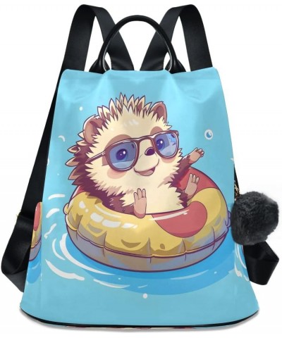 Cute Hedgehog Wear Swimming Women Purse Backpack Anti-Theft for Fashion Bag Travel Back Pack Rucksack Shoulder Bag $24.35 Bac...