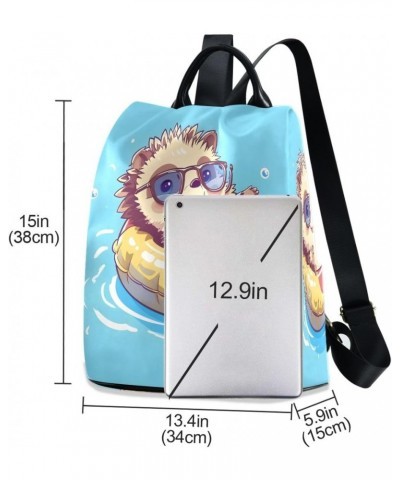 Cute Hedgehog Wear Swimming Women Purse Backpack Anti-Theft for Fashion Bag Travel Back Pack Rucksack Shoulder Bag $24.35 Bac...