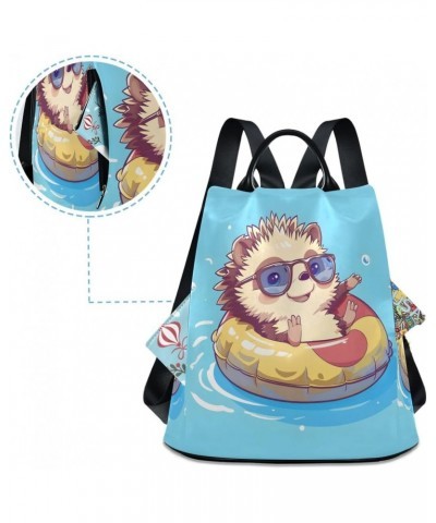 Cute Hedgehog Wear Swimming Women Purse Backpack Anti-Theft for Fashion Bag Travel Back Pack Rucksack Shoulder Bag $24.35 Bac...