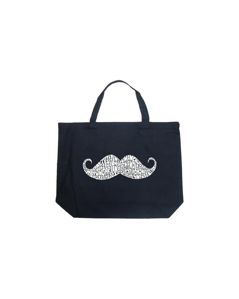 Large Word Art Tote Bag - Ways to Style a Moustache - Black $9.89 Totes