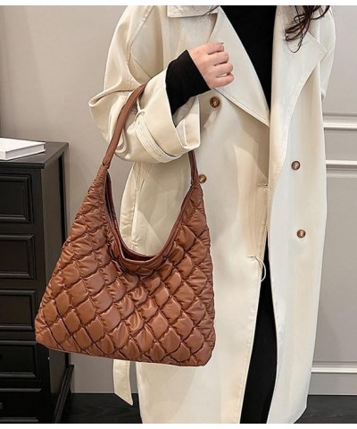 Quilted Tote Bag for Women Soft Vegan Leather Hobo Bag Shoulder Bags Large Padding Shoulder Bag Underarm Bag Cloud Handbags B...