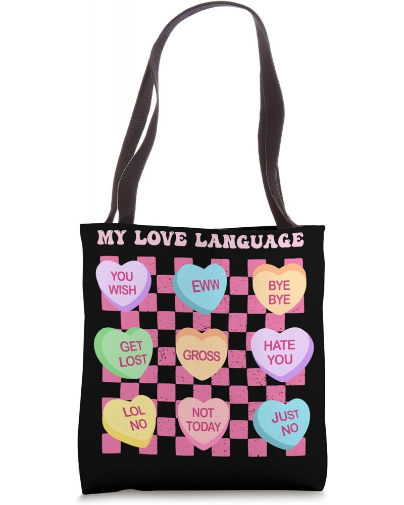 My Love Language Couple Valentine's Day Heart Candy Groovy Tote Bag $13.51 Totes