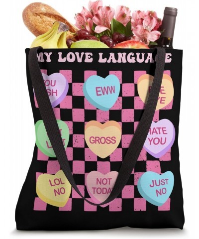 My Love Language Couple Valentine's Day Heart Candy Groovy Tote Bag $13.51 Totes