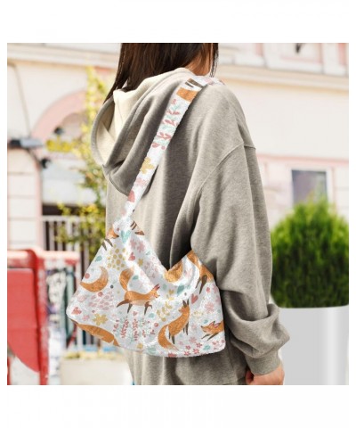 Cute Foxes Flowers Shoulder Tote Bags for Women Furry Crossbody bag Hobo Handbag Purses for Traveling Working Shopping $11.12...