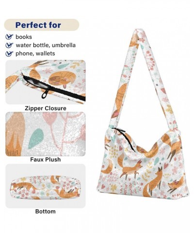 Cute Foxes Flowers Shoulder Tote Bags for Women Furry Crossbody bag Hobo Handbag Purses for Traveling Working Shopping $11.12...