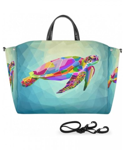 Sea Turtle Geometric Blue Large Tote Bag Women Should Bag Extra Large Tote Bags Waterproof Big Crossbody Tote Bag with inner ...