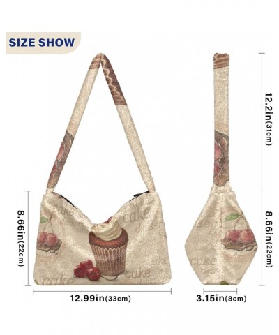 Women Boho Handbag Vintage Strawberry Cherry Cupcake Underarm Bag Tote Bag Shoulder Bag Crossbody Bag Fluffy Cell Phone Purse...