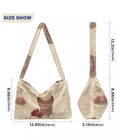 Women Boho Handbag Vintage Strawberry Cherry Cupcake Underarm Bag Tote Bag Shoulder Bag Crossbody Bag Fluffy Cell Phone Purse...