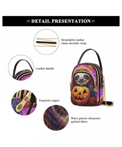 Fantasy Sloth Pumpkin Women's Sling Bags, Fashion Crossbody Handbags Purse with Chain Strap Top handle 5.91×3.15×8.27 Inches ...