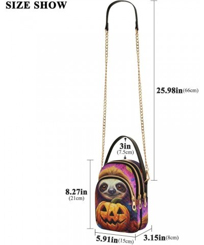 Fantasy Sloth Pumpkin Women's Sling Bags, Fashion Crossbody Handbags Purse with Chain Strap Top handle 5.91×3.15×8.27 Inches ...