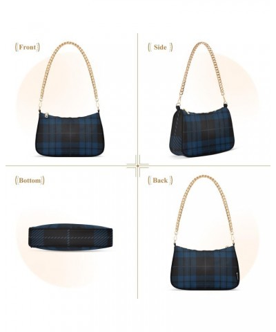 Black and Blue Tartan Plaid Shoulder Bags for Women Small Handbags Mini Clutch Purse $14.70 Shoulder Bags