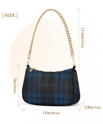 Black and Blue Tartan Plaid Shoulder Bags for Women Small Handbags Mini Clutch Purse $14.70 Shoulder Bags