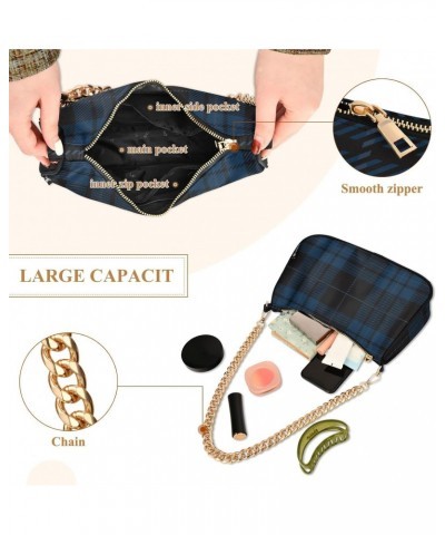 Black and Blue Tartan Plaid Shoulder Bags for Women Small Handbags Mini Clutch Purse $14.70 Shoulder Bags