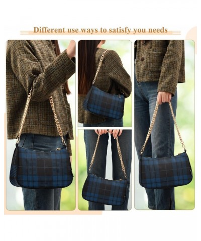 Black and Blue Tartan Plaid Shoulder Bags for Women Small Handbags Mini Clutch Purse $14.70 Shoulder Bags