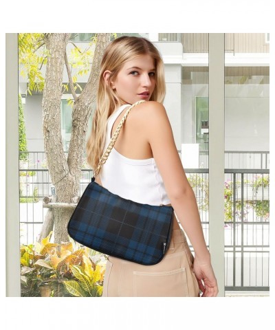 Black and Blue Tartan Plaid Shoulder Bags for Women Small Handbags Mini Clutch Purse $14.70 Shoulder Bags