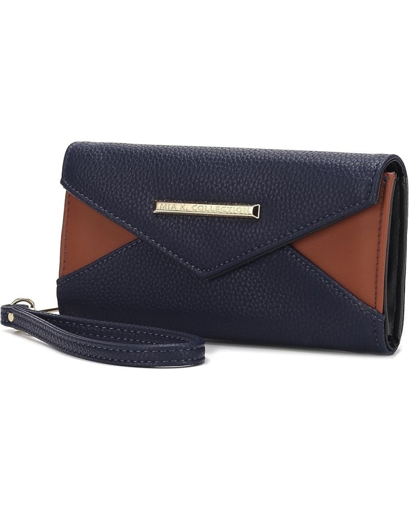 Wristlet Wallet for Women, Multi Compartment Color Block Wristlet Strap Purse Kearny Navy-cognac $11.39 Wristlets