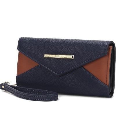 Wristlet Wallet for Women, Multi Compartment Color Block Wristlet Strap Purse Kearny Navy-cognac $11.39 Wristlets