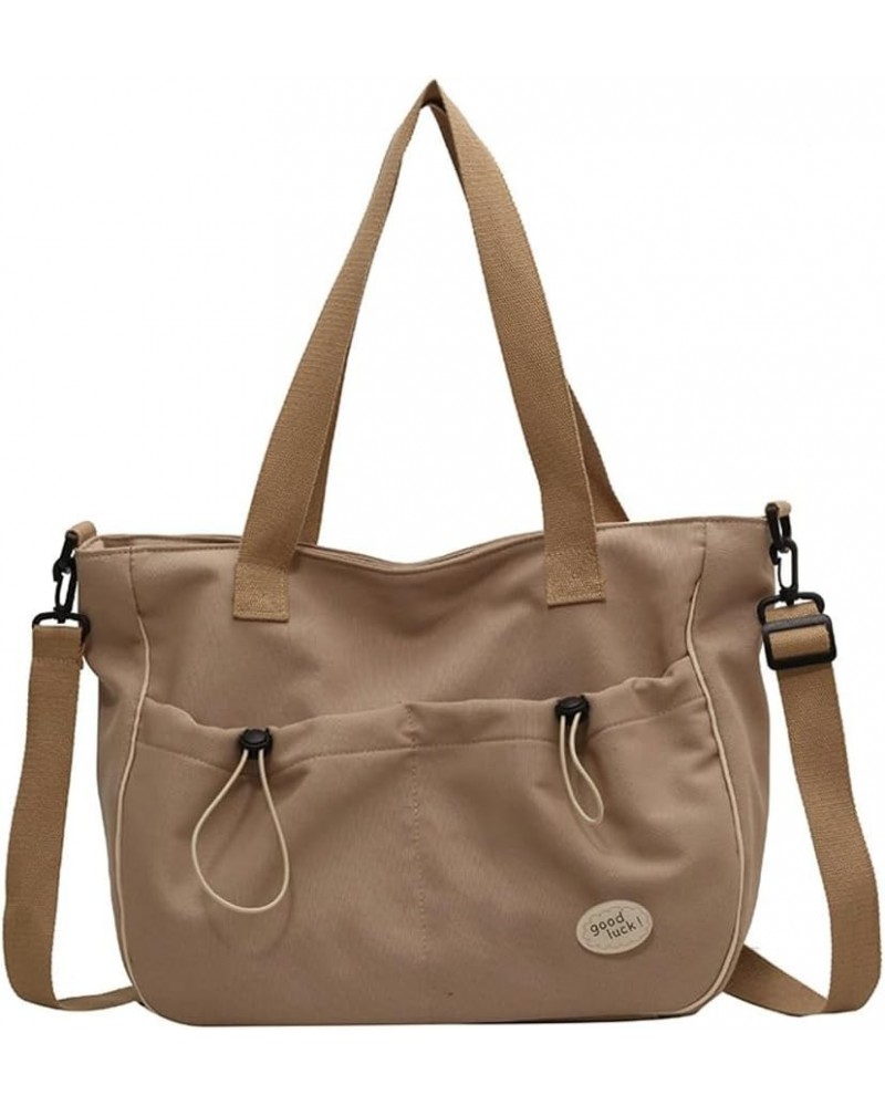 Women Men Canvas Bag Y2K Large Trendy Shoulder Bag Purse Stylish Handbag Purse A-khaki $14.75 Totes