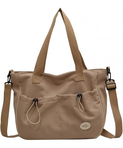 Women Men Canvas Bag Y2K Large Trendy Shoulder Bag Purse Stylish Handbag Purse A-khaki $14.75 Totes