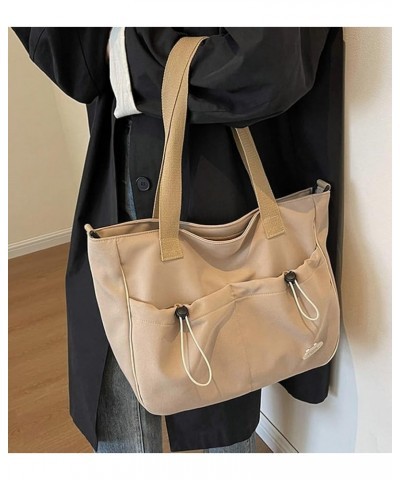 Women Men Canvas Bag Y2K Large Trendy Shoulder Bag Purse Stylish Handbag Purse A-khaki $14.75 Totes