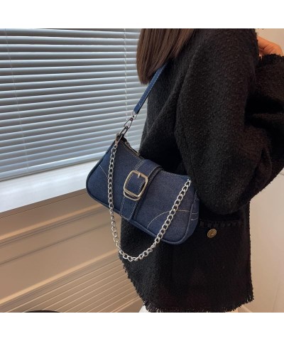 Denim Shoulder Bag Denim Purses and Handbags for Women Jean Bag Y2k Purse Small Denim Purse Jeans Bag Dark Blue $15.11 Should...