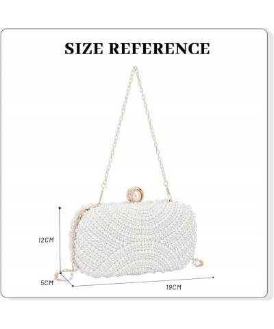 Pearl Clutch Purses for Women Wedding Crystal Beaded Evening Handbags with Pearl Chain White-a $12.99 Evening Bags