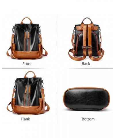 Women Backpack Purse Fashion Shoulder Handbag Black and Women Wallets Oil Wax Brown Bundle $37.22 Backpacks