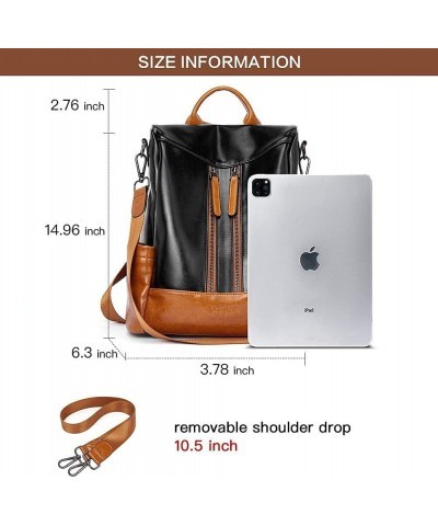 Women Backpack Purse Fashion Shoulder Handbag Black and Women Wallets Oil Wax Brown Bundle $37.22 Backpacks