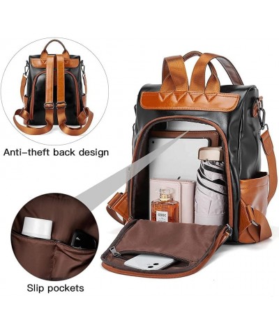 Women Backpack Purse Fashion Shoulder Handbag Black and Women Wallets Oil Wax Brown Bundle $37.22 Backpacks