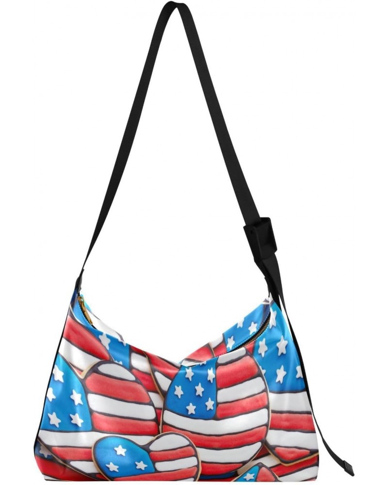 Cookies Patriotic Womens Shoulder Bag Hobo Crossbody Leather Casual Tote Bag for Women Large July 4th Handbag Shopping Bag $1...